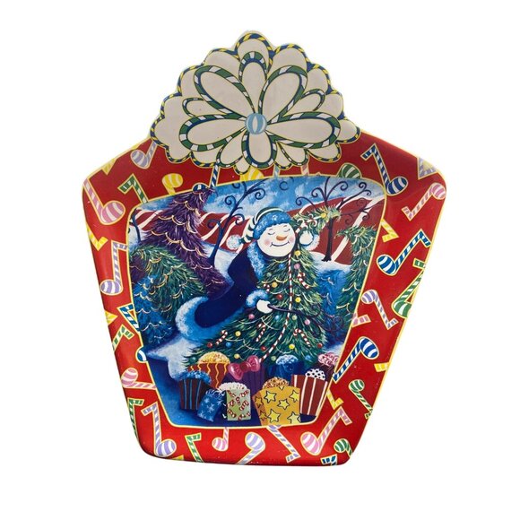 Juleez Hand-Painted Ceramic Snowman Christmas Plate - Picture 1 of 4